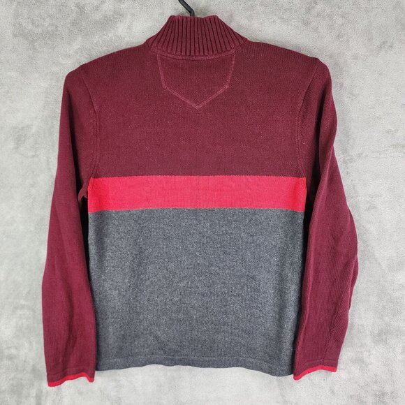Mens Eddie Bauer Burgundy & Gray Sweatshirt 1/4 Zip Long Sleeve Mock Neck Size M - Picture 5 of 8